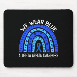 Alfombrilla De Ratón Usar Arcoíris Azul para la Conciencia del Alopecia