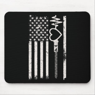Alfombrilla De Ratón Usar El Rojo En Febrero Bandera Estadounidense Par