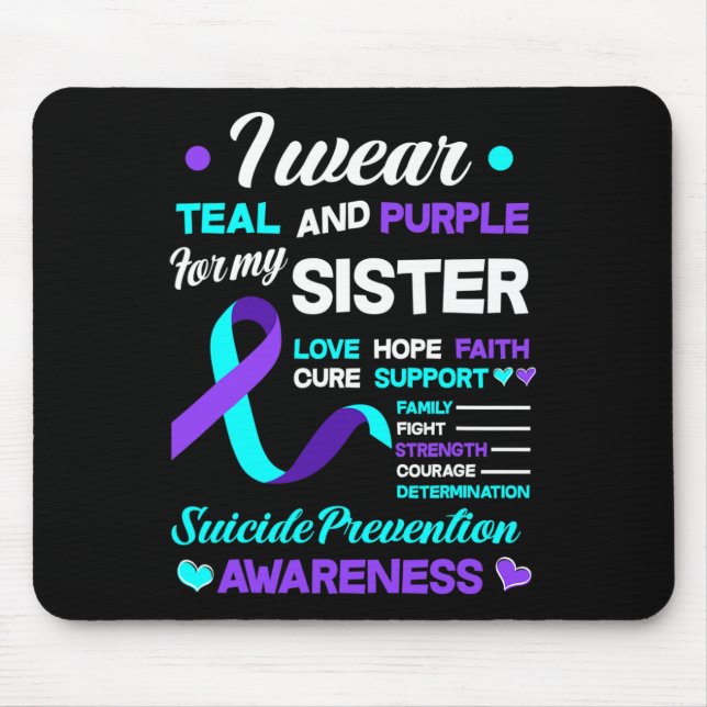 Alfombrilla De Ratón Usar Verde azulado Y Morado Para Evitar El Suicidi (Frente)