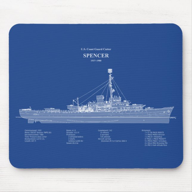 Alfombrilla De Ratón USCG Cutter Spencer wpg-36 - ABD (Frente)