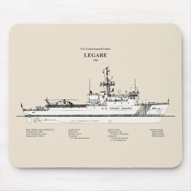 Alfombrilla De Ratón USCG Legare wmec-912 - SBD (Frente)