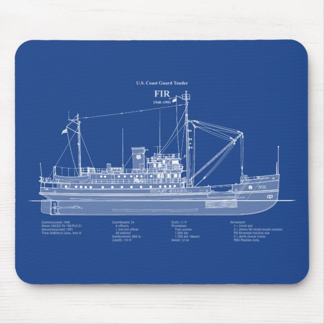 Alfombrilla De Ratón USCG Tender Fir wlm-212 - ABD (Frente)