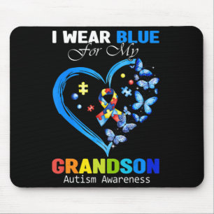 Alfombrilla De Ratón Usé Azul Para Mi Nieto Autismo Corazón De Concienc