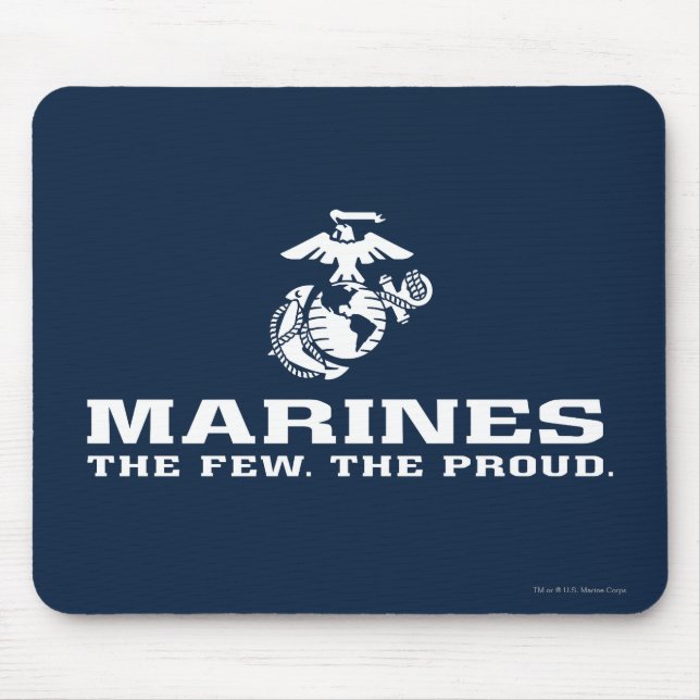 Alfombrilla De Ratón USMC Los Pocos El Orgulloso Logo Apilado - Blanco (Frente)