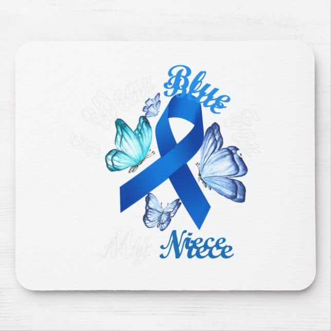 Alfombrilla De Ratón Uso Azul Para Mi Niña Mariposa Diabetes Awaren (Frente)