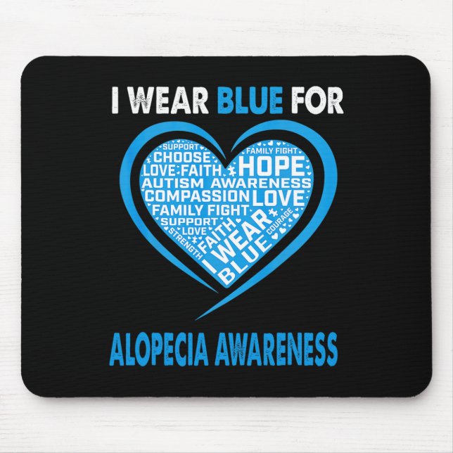 Alfombrilla De Ratón Uso Azul Por Alopecia Conciencia Fe Esperanza Amor (Frente)
