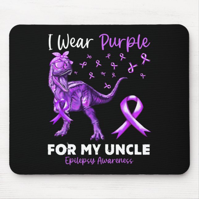 Alfombrilla De Ratón Uso Morado Para Mi Tío Epilepsia Awareness Dino (Frente)