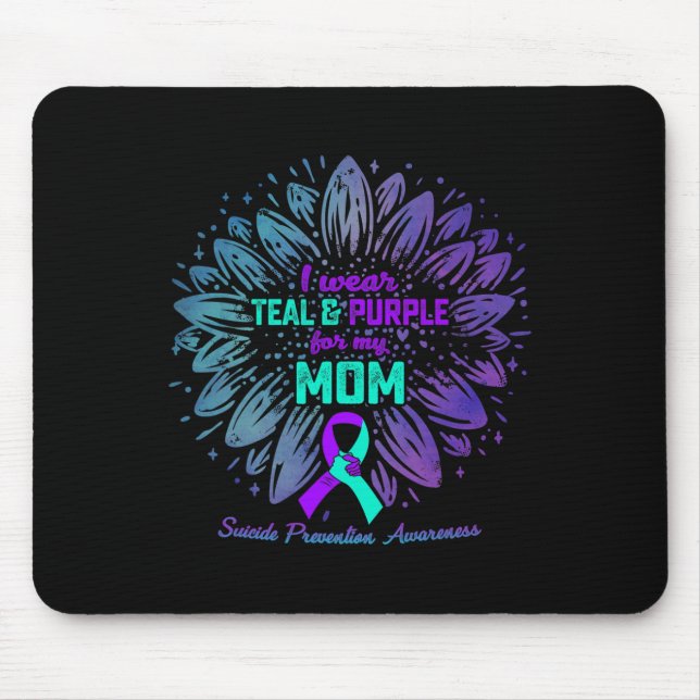 Alfombrilla De Ratón Uso Verde azulado y morado para mi mamá Suicidio P (Frente)