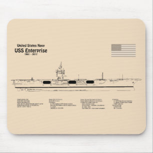 Alfombrilla De Ratón USS Enterprise - Planes de Blueprint para buques S