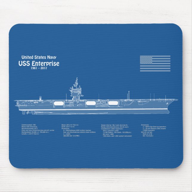 Alfombrilla De Ratón USS Enterprise - Planes para el diseño general de  (Frente)