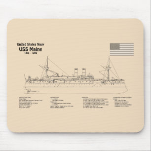 Alfombrilla De Ratón USS Maine - Planes de trazado de buques SD