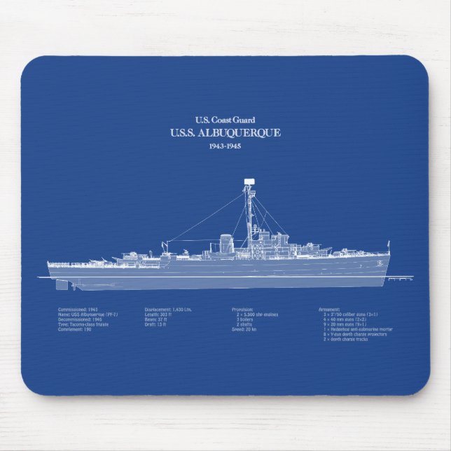 Alfombrilla De Ratón USS USS Albuquerque PF-7 - ABD (Frente)