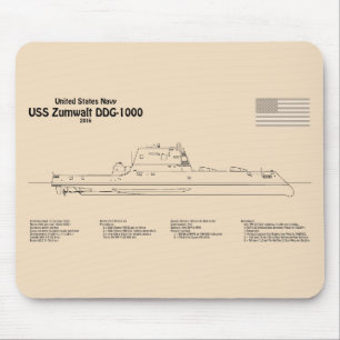 Alfombrilla De Ratón USS Zumwalt - Planes de trazado de buques SD