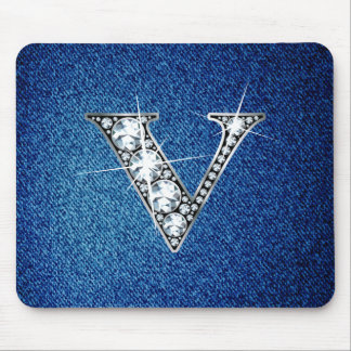 Alfombrilla De Ratón V Faux-"Diamond Bling" en Denim Mousepad