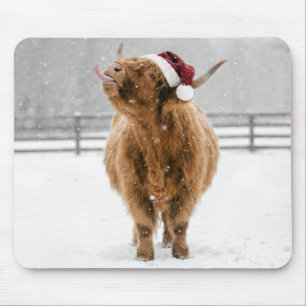 Alfombrilla De Ratón Vaca Altas Cristianas Lamiendo Copos de Nieve