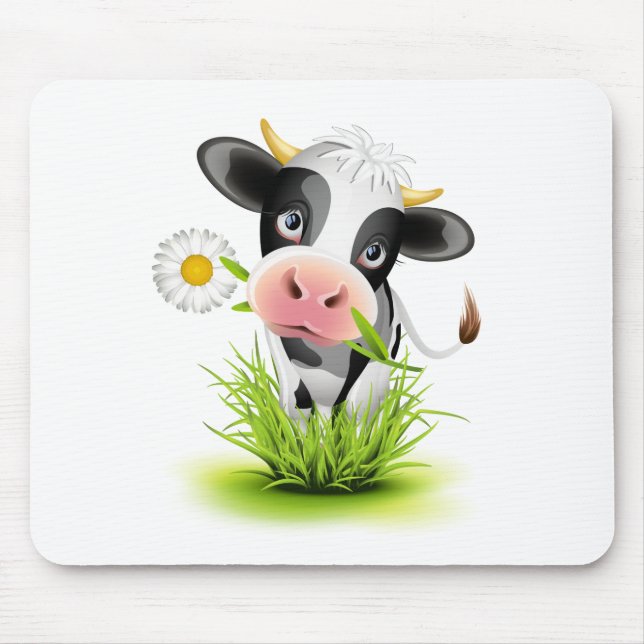 Alfombrilla De Ratón Vaca Holstein en el pasto (Frente)