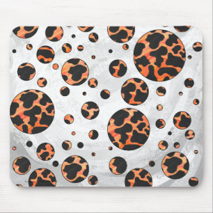 Alfombrilla De Ratón Vaca negro y naranja con estampado de lunares
