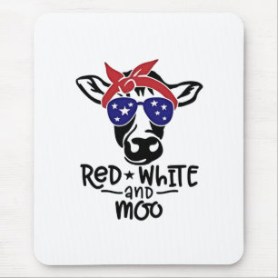 Alfombrilla De Ratón Vaca patriótica roja y moro 4 de julio
