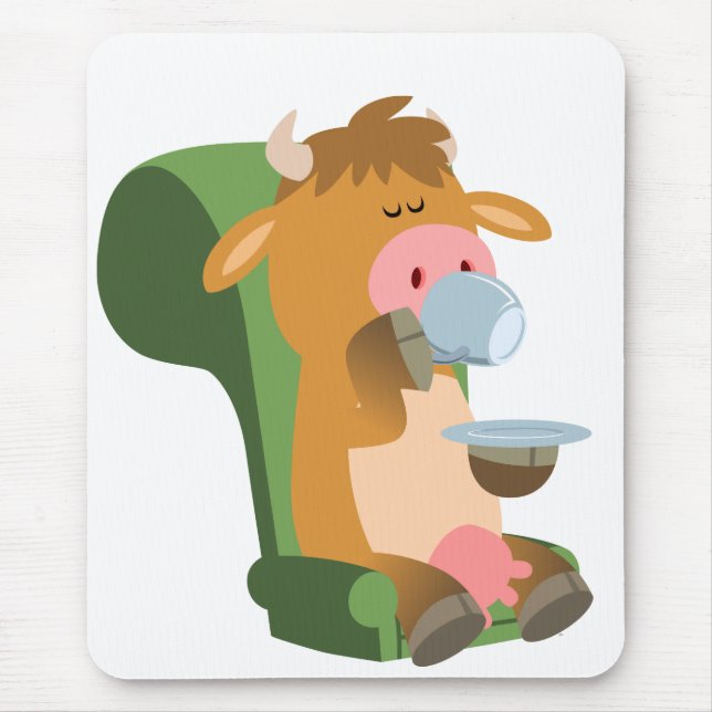 Alfombrilla De Ratón Vaca Personalizado y un lindo Mousepad Cuppa (Frente)