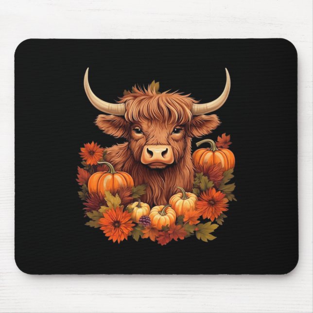 Alfombrilla De Ratón Vaca Y Sale De Las Calabazas Del Otoño Occidental (Frente)
