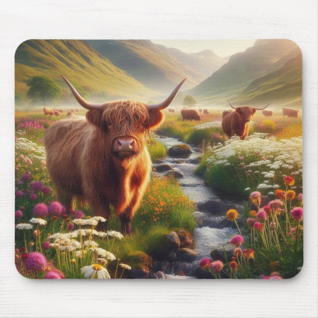 Alfombrilla De Ratón Vacas de la región montañosa (Frente)