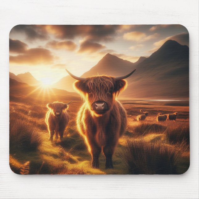 Alfombrilla De Ratón Vacas de la región montañosa (Frente)