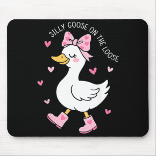Alfombrilla De Ratón Valentín Silly Goose Suelto Coquette Lazo Gi