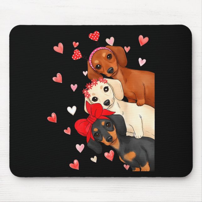 Alfombrilla De Ratón Valentine’s Day Dog Cute Dachshund Dogs For Dog Mo (Frente)