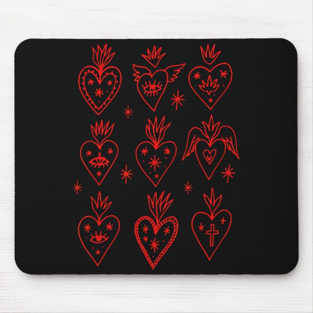 Alfombrilla De Ratón Valentine’s Day Mexican Milagro Gothic Goth Sacred (Frente)