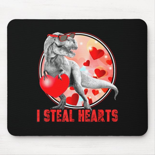 Alfombrilla De Ratón Valentines Day Dinosaur T Rex I Steal Hearts Funny (Frente)