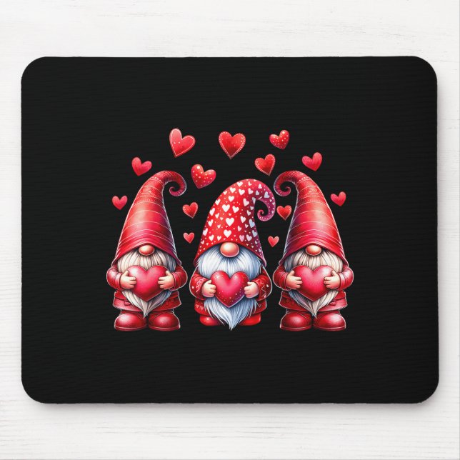 Alfombrilla De Ratón Valentines Day Gnomes Cute Red Hearts Love Gnome W (Frente)