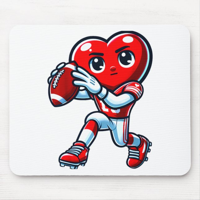 Alfombrilla De Ratón Valentines Day Heart Quarterback Football Srts  (Frente)