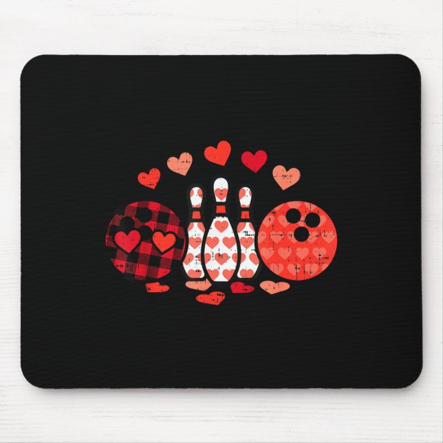 Alfombrilla De Ratón Valentines Day Plaid Bowling Valentine Srts Men Wo (Frente)