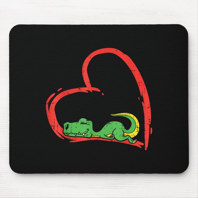 Alfombrilla De Ratón Valentines Day Shirt Funny Heart Trex Sleeng Dinos (Frente)