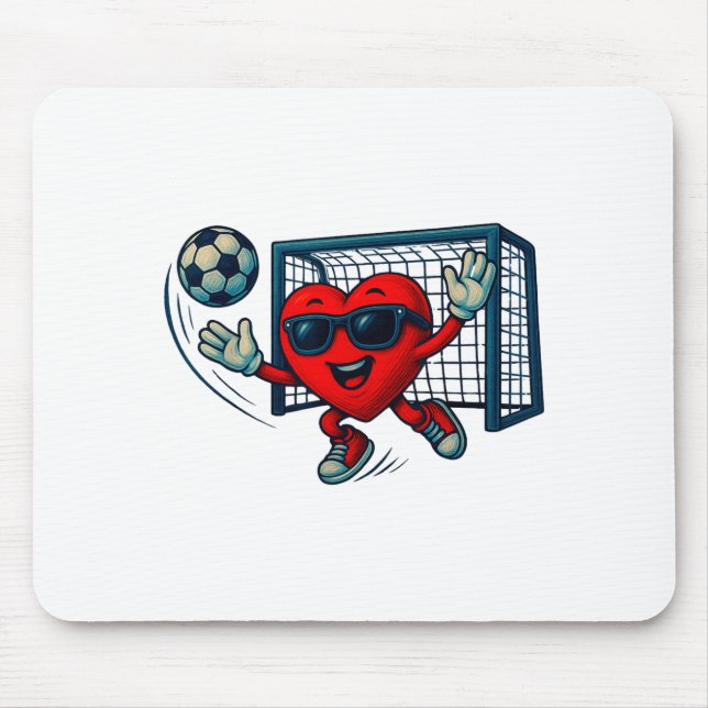 Alfombrilla De Ratón Valentines Day Soccer Goalkeeper Funny Heart Boys  (Frente)