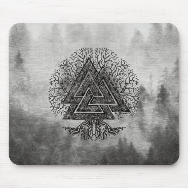Alfombrilla De Ratón Valknut y árbol de la vida Yggdrasil (Frente)