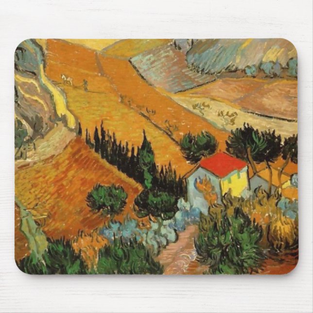 Alfombrilla De Ratón Valle con Plowman (F727)Bella Artes Van Gogh (Frente)