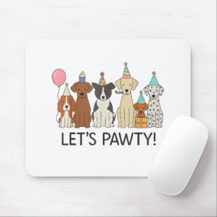 Alfombrilla De Ratón Vamos a Pawty Fiesta de Perros Adorables Celebraci