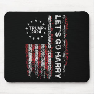 Alfombrilla De Ratón Vamos Harry Funny Trump, la cosecha de la bandera