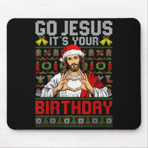 Alfombrilla De Ratón Vamos Jesús Es Tu Cumpleaños Suéter Feo De Navidad