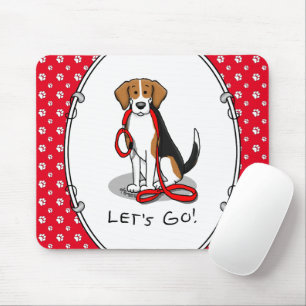 Alfombrilla De Ratón ¡Vamos! (paseo) Perro Beagle (tricolor 3) Cute