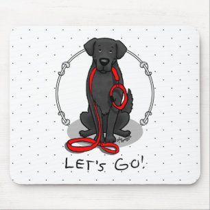 Alfombrilla De Ratón ¡Vamos! Perro Retriever de Pelaje Plano (negro)