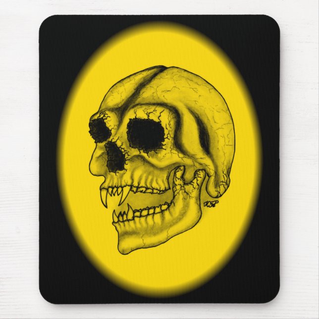 Alfombrilla De Ratón Vampire skull black and yellow Design (Frente)