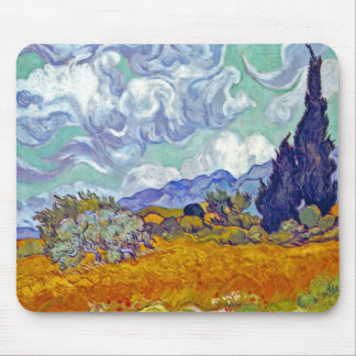 Alfombrilla De Ratón Van Gogh - Campo de trigo con cipreses