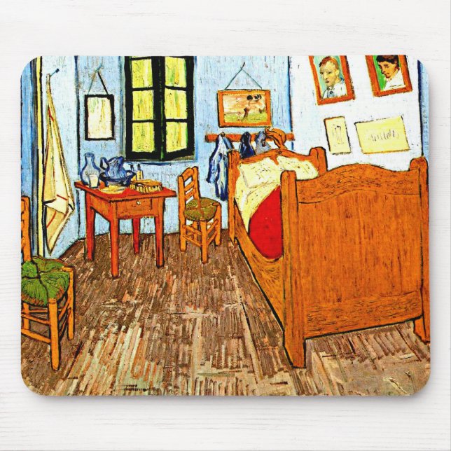 Alfombrilla De Ratón Van Gogh - Dormitorio de Vincent, pintura de arte  (Frente)