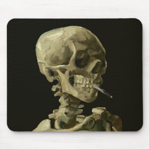 Alfombrilla De Ratón Van Gogh, esqueleto con un cigarrillo encendido