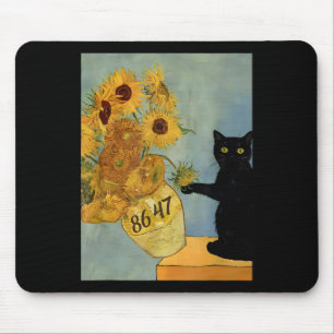 Alfombrilla De Ratón Van Gogh Gato Negro Con Sunflowers 8647 Res Sutile