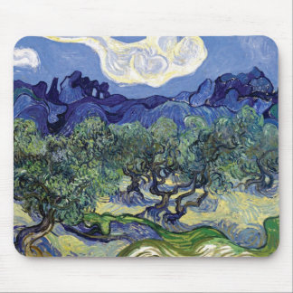 Alfombrilla De Ratón Van Gogh - Olivos en un paisaje montañoso