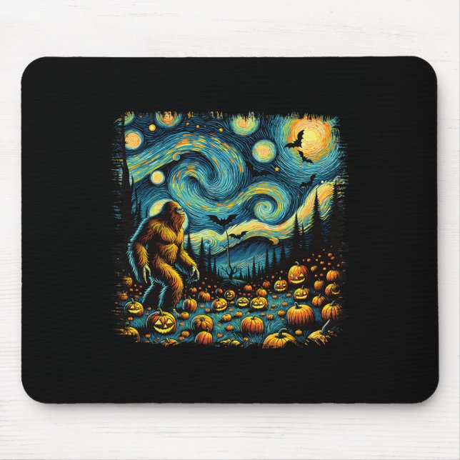 Alfombrilla De Ratón Van Gogh Starry Night Halloween Big Fompkin (Frente)