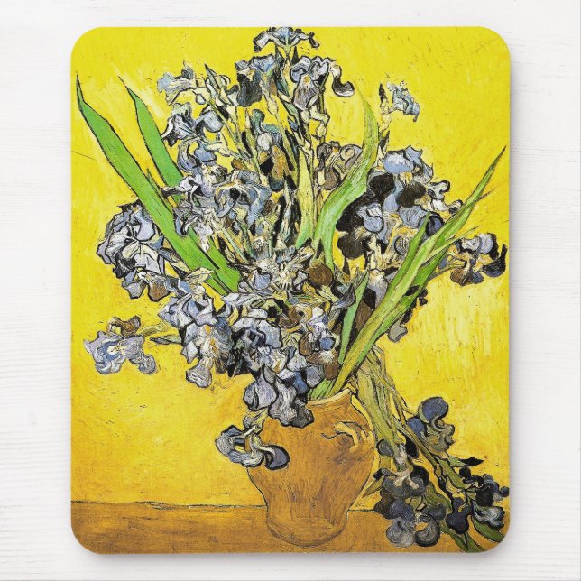 Alfombrilla De Ratón Van Gogh Vase de Vida Fija, Irises (F678) Bella Ar (Frente)